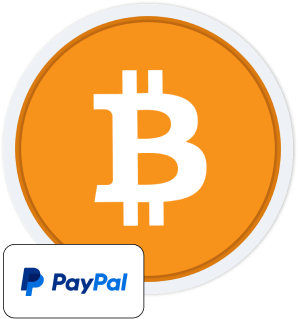 Bitcoin coin icon with PayPal payment option